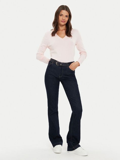 Sweater Solid V-Neck Rosado Tommy Hilfiger-1