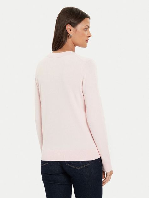 Sweater Solid V-Neck Rosado Tommy Hilfiger-2