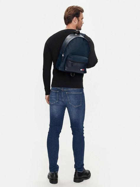 Mochila Solid Con Logo Engomado Azul Tommy Hilfiger-1