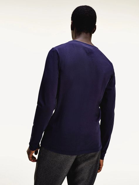 Polera Stretch Slim Azul Tommy Hilfiger A2-1