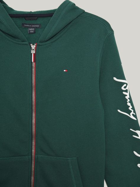 Polerón Hood Niño Con Logo Script Verde Tommy Hilfiger-2