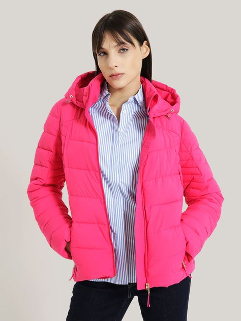 PARKA ACOLCHADA CIERRE Y GORRO ROSADO TOMMY HILFIGER-0