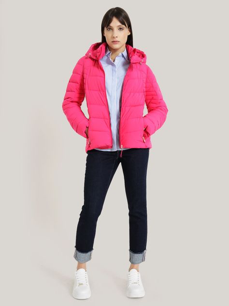 PARKA ACOLCHADA CIERRE Y GORRO ROSADO TOMMY HILFIGER-1
