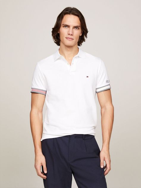 Polo Flag Con Ribetes Slim Fit Blanco Tommy Hilfiger-0