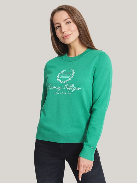 Sweater Laurel Script Logo Verde Tommy Hilfiger-0