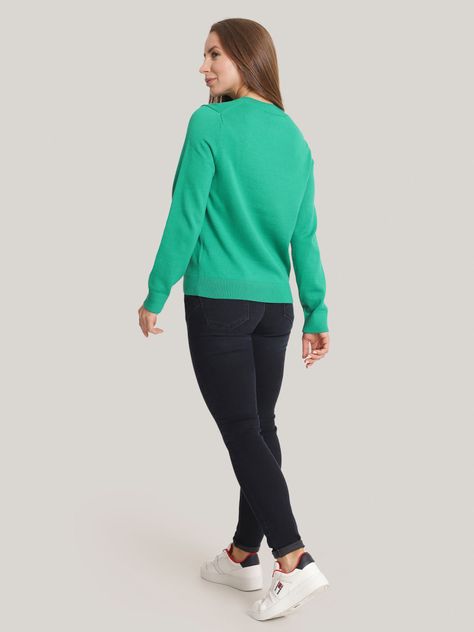 Sweater Laurel Script Logo Verde Tommy Hilfiger-2