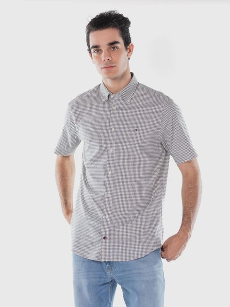Camisa Business Check Regular Fit Gris Tommy Hilfiger-0