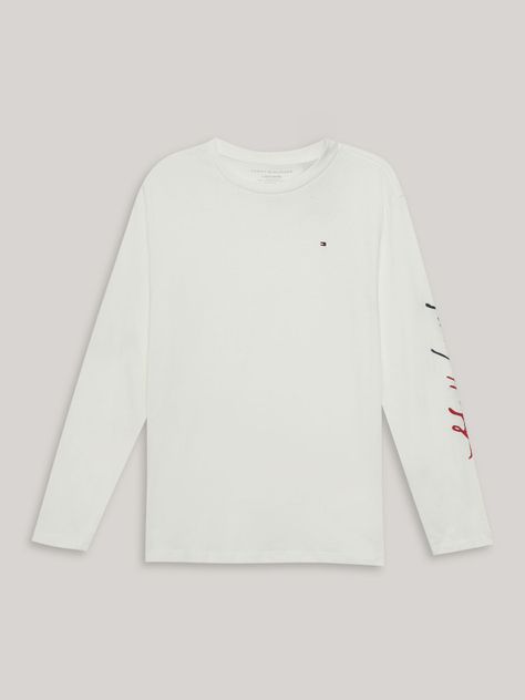Polera De Niño Con Logo Script Blanco Tommy Hilfiger-0