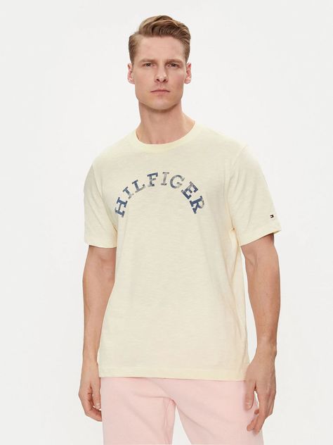 Polera Logo Arqueado Regular Fit Beige Tommy Hilfiger-0