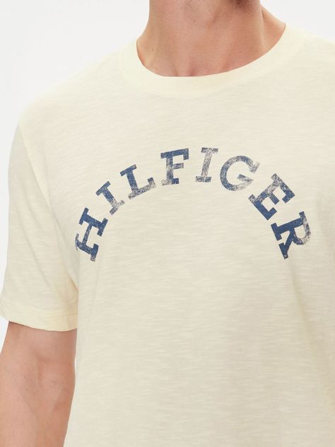 Polera Logo Arqueado Regular Fit Beige Tommy Hilfiger-3