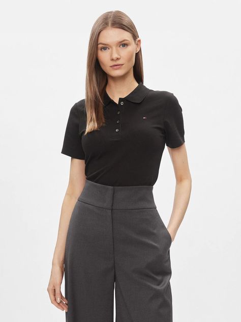 Polo Slim Fit Con Tejido Pique Negro Tommy Hilfiger-0