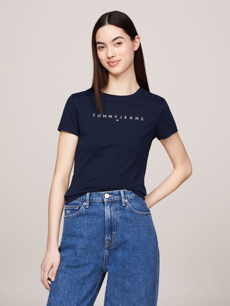 Polera Linear Con Logo Slim Fit Azul Tommy Jeans-0