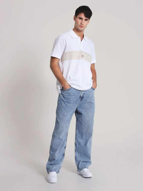 POLO REGULAR FIT LINEAR LOGO BLANCO TOMMY JEANS-1