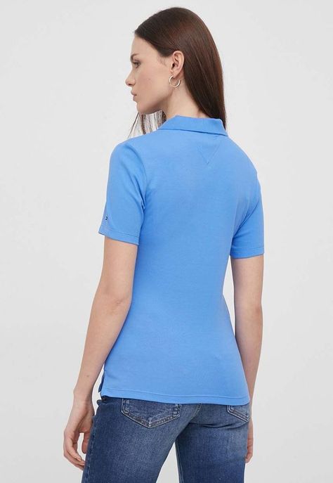 Polo Solid Con Logo Slim Fit Celeste Tommy Hilfiger-2