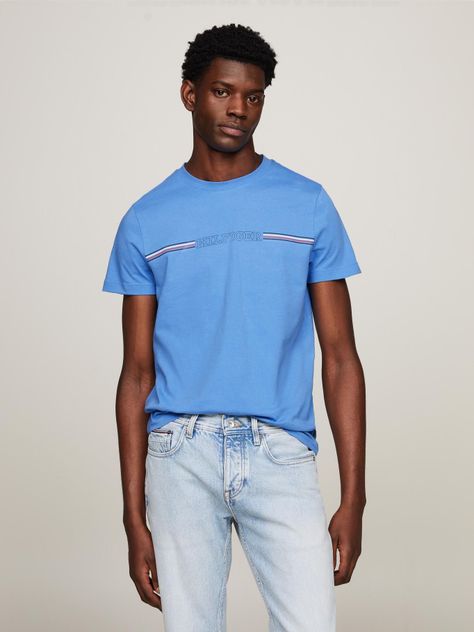 Polera Logo Stripe Slim Fit Celeste Tommy Hilfiger-0