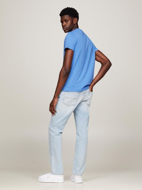 Polera Logo Stripe Slim Fit Celeste Tommy Hilfiger-2