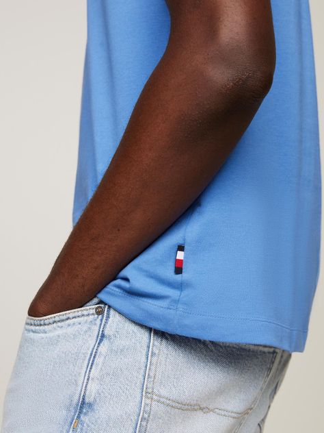 Polera Logo Stripe Slim Fit Celeste Tommy Hilfiger-3