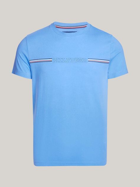 Polera Logo Stripe Slim Fit Celeste Tommy Hilfiger-4