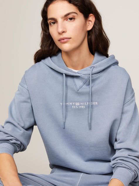 Polerón Hoodie Logo Bordado Celeste Tommy Hilfiger-3