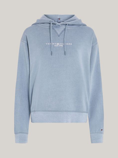 Polerón Hoodie Logo Bordado Celeste Tommy Hilfiger-4