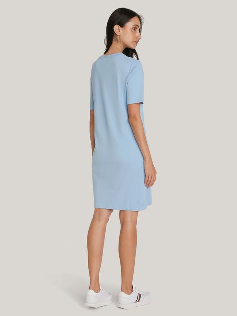 Vestido Con Logo Gráfico Script Celeste Tommy Hilfiger-2