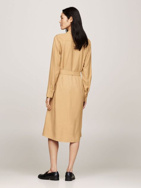 Vestido Midi Con Cinturón Beige Tommy Hilfiger-1