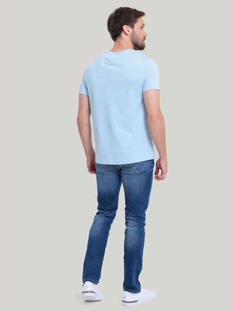 Polera Essential Cotton C-Neck Slim Fit Celeste Tommy Hilfiger-2