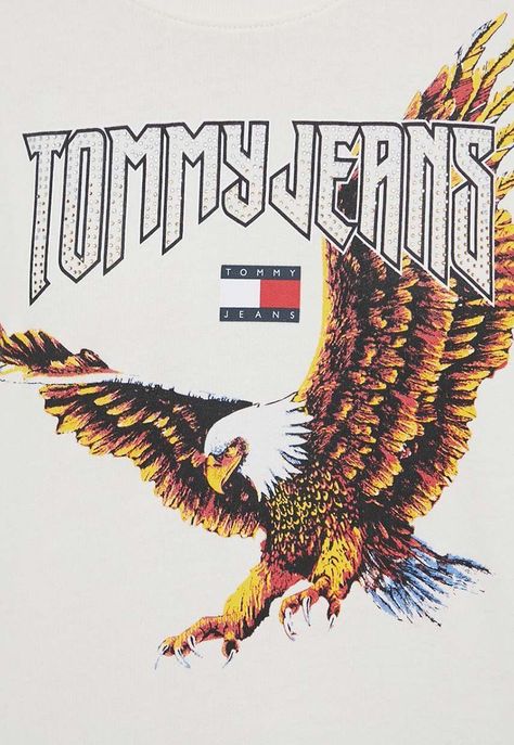 Polerón Cropped Con Print De Águila Blanco Tommy Jeans-4