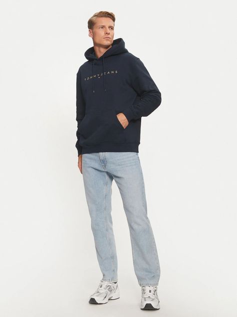 Polerón Hoodie Con Logo Bordado Azul Tommy Jeans-1