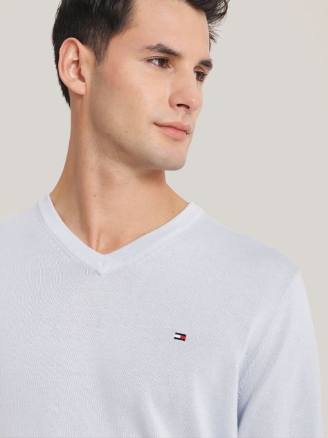 Sweater Básico Signature V-Neck Celeste Tommy Hilfiger-3