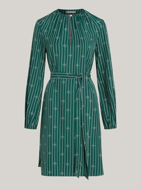 Vestido Fruncido De Corte Evasé Verde Tommy Hilfiger-4