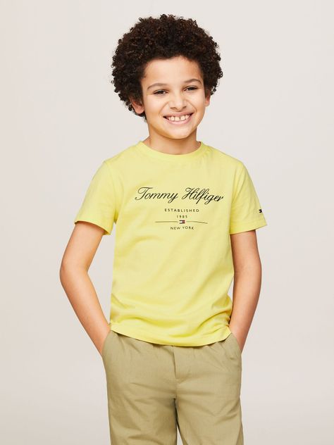 Polera Logo Script Amarillo Tommy Hilfiger-0
