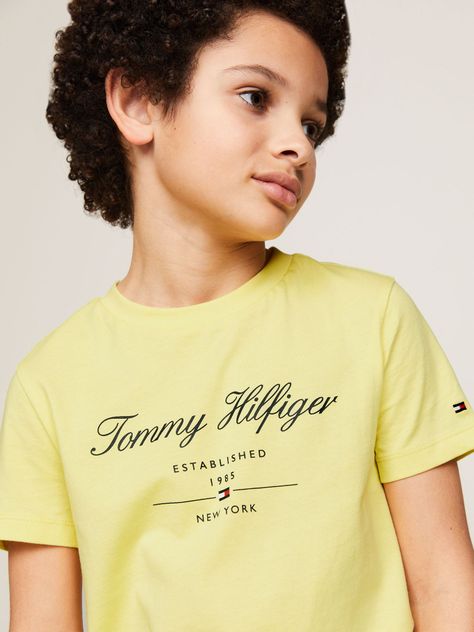 Polera Logo Script Amarillo Tommy Hilfiger-3