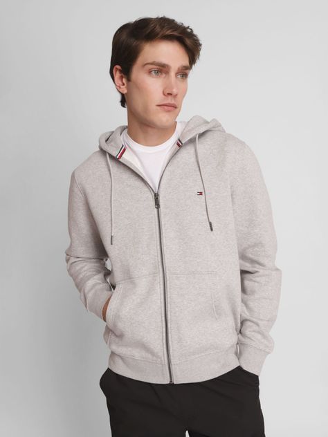 Polerón Hoodie Con Cierre Logo Gris Tommy Hilfiger-0
