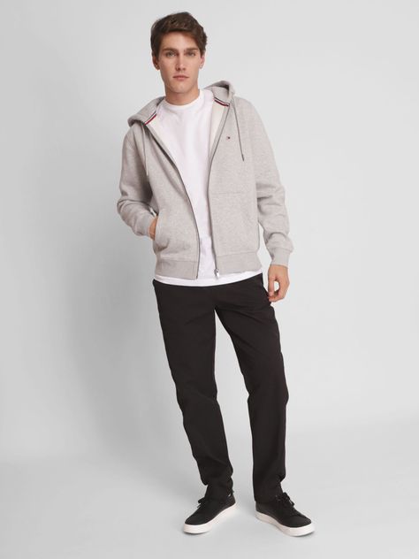 Polerón Hoodie Con Cierre Logo Gris Tommy Hilfiger-2