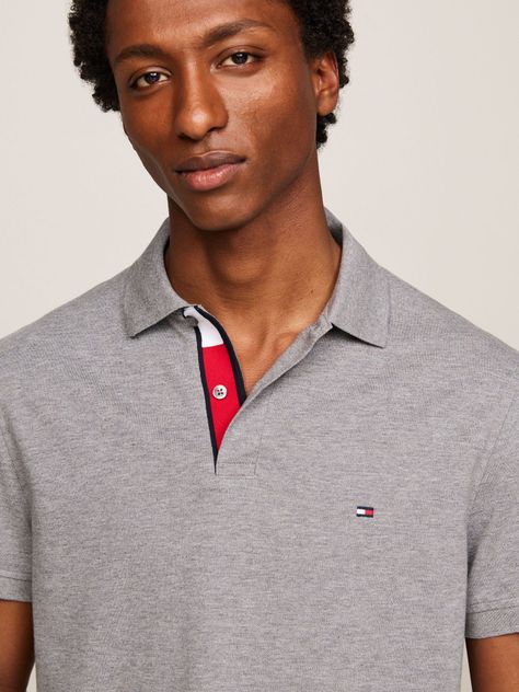 Polo Con Cinta Logo Distintiva Gris Tommy Hilfiger-3