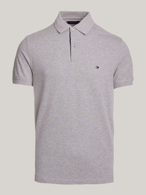 Polo Con Cinta Logo Distintiva Gris Tommy Hilfiger-4
