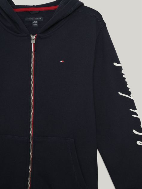 Polerón Hoodie De Niño Logo Script Azul Tommy Hilfiger-2