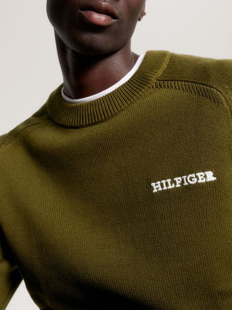Sweater C-Neck Monotype Verde Tommy Hilfiger-3