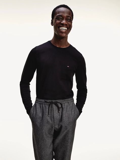 Polera Stretch Slim Negro Tommy Hilfiger A2-0