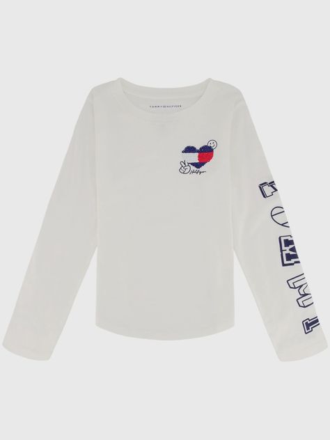 Polera Con Corazón De Lentejuelas Blanco Tommy Hilfiger-0