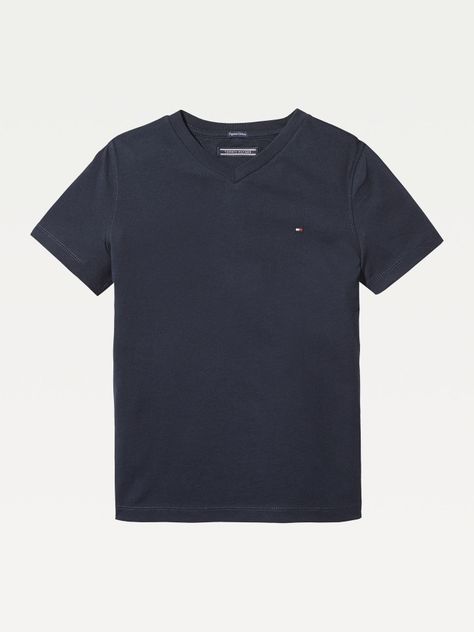 Polera De Niño Essential V-Neck Azul Tommy Hilfiger-0