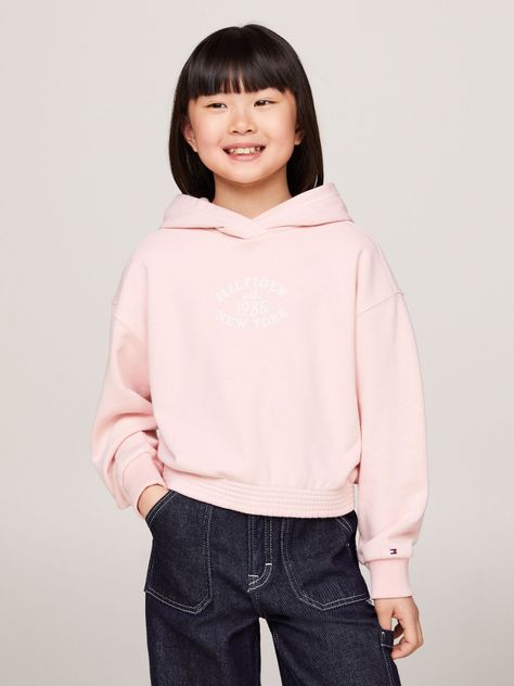 Polerón Hoodie Amplio Con Logo Rosado Tommy Hilfiger-0