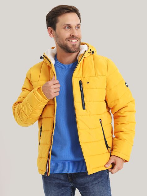 Parka Hoodie Quilted Con Logo Amarillo Tommy Hilfiger-0