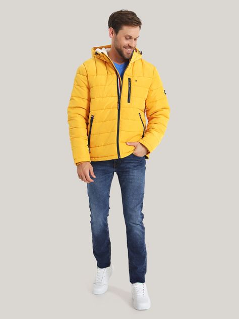 Parka Hoodie Quilted Con Logo Amarillo Tommy Hilfiger-1