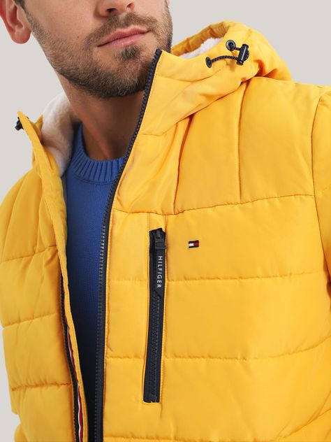 Parka Hoodie Quilted Con Logo Amarillo Tommy Hilfiger-4