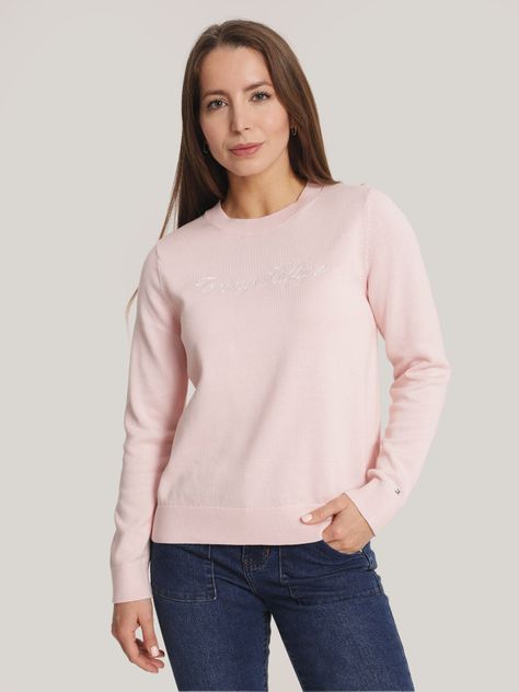 Sweater Solid Logo Rosado Tommy Hilfiger-0