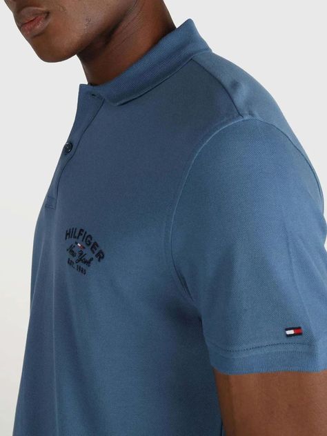 Polo Logo Bordado Regular Fit Azul Tommy Hilfiger-4