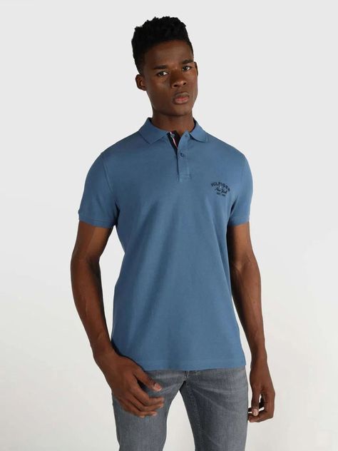 Polo Logo Bordado Regular Fit Azul Tommy Hilfiger-0