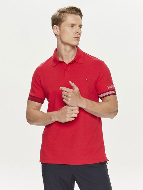 Polo Flag Con Ribetes Slim Fit Rojo Tommy Hilfiger-0